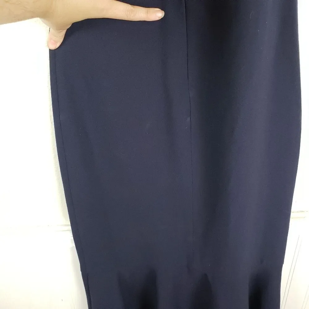 Women's NWT Likely Navy Blue Barnes Sleeveless Mermaid Ruffle Formal Dress SZ 0 - Picture 8 of 15